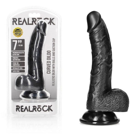 REALROCK Realistic Regular Curved Dong with Balls - 18 cm - Take A Peek
