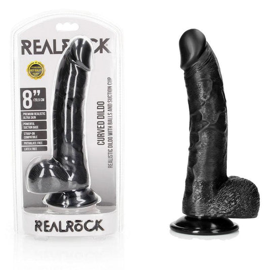 REALROCK Realistic Regular Curved Dong with Balls - 20.5 cm - Take A Peek