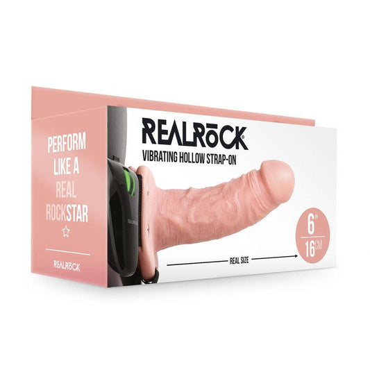 REALROCK Vibrating Hollow Strap-on - 15.5 cm Flesh - Take A Peek
