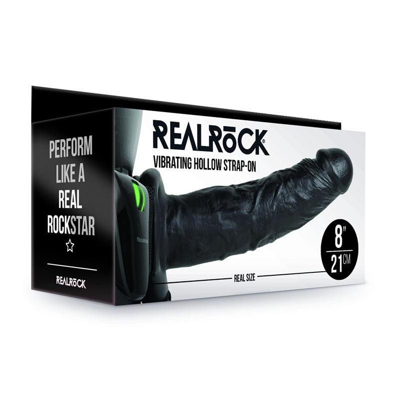 REALROCK Vibrating Hollow Strap-on - 20.5 cm Black - Take A Peek