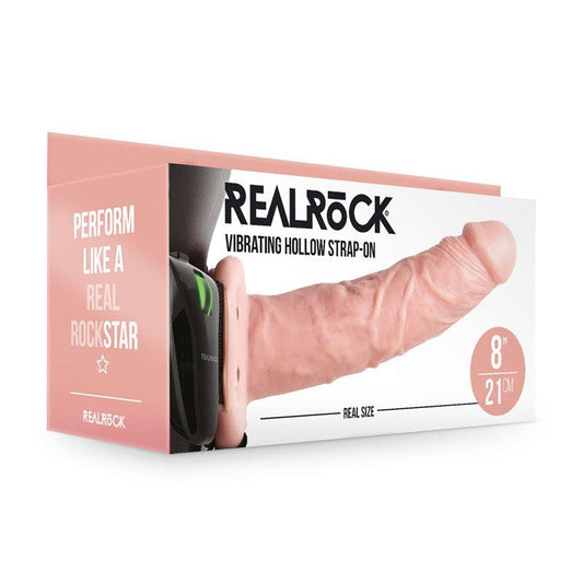 REALROCK Vibrating Hollow Strap-on - 20.5 cm Flesh - Take A Peek