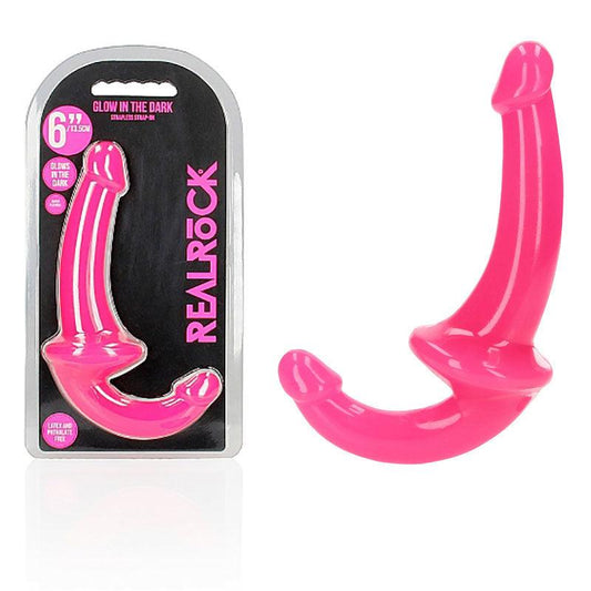 REALROCK 13.5 cm Strapless Strap-On Glow in the Dark - Pink - Take A Peek