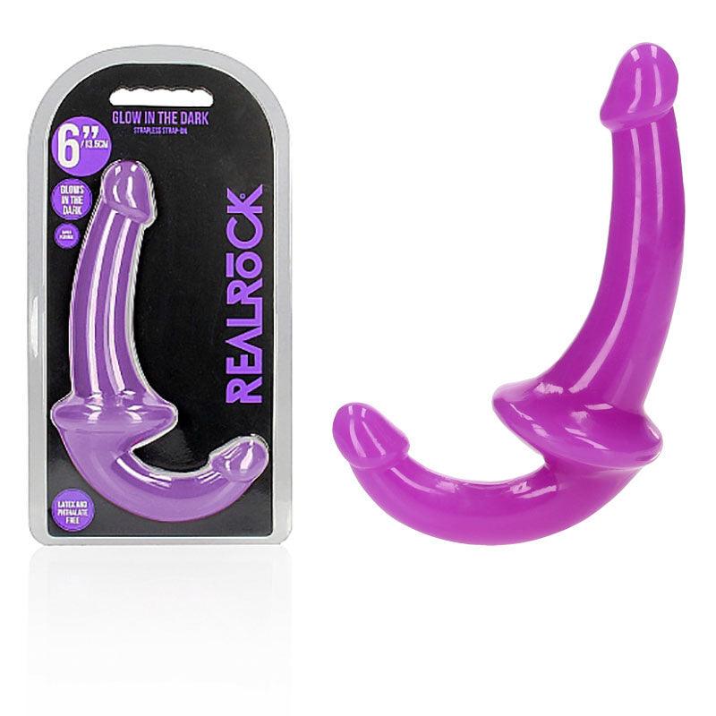 REALROCK 13.5 cm Strapless Strap-On Glow in the Dark - Purple - Take A Peek