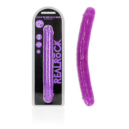 REALROCK 30 cm Double Dong Glow - Purple - Take A Peek