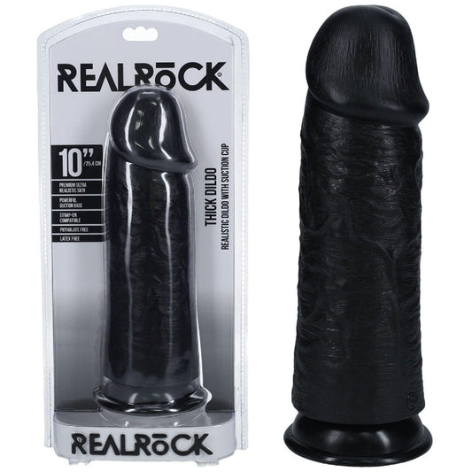 REALROCK 25cm Extra Thick Dildo - Black - Take A Peek