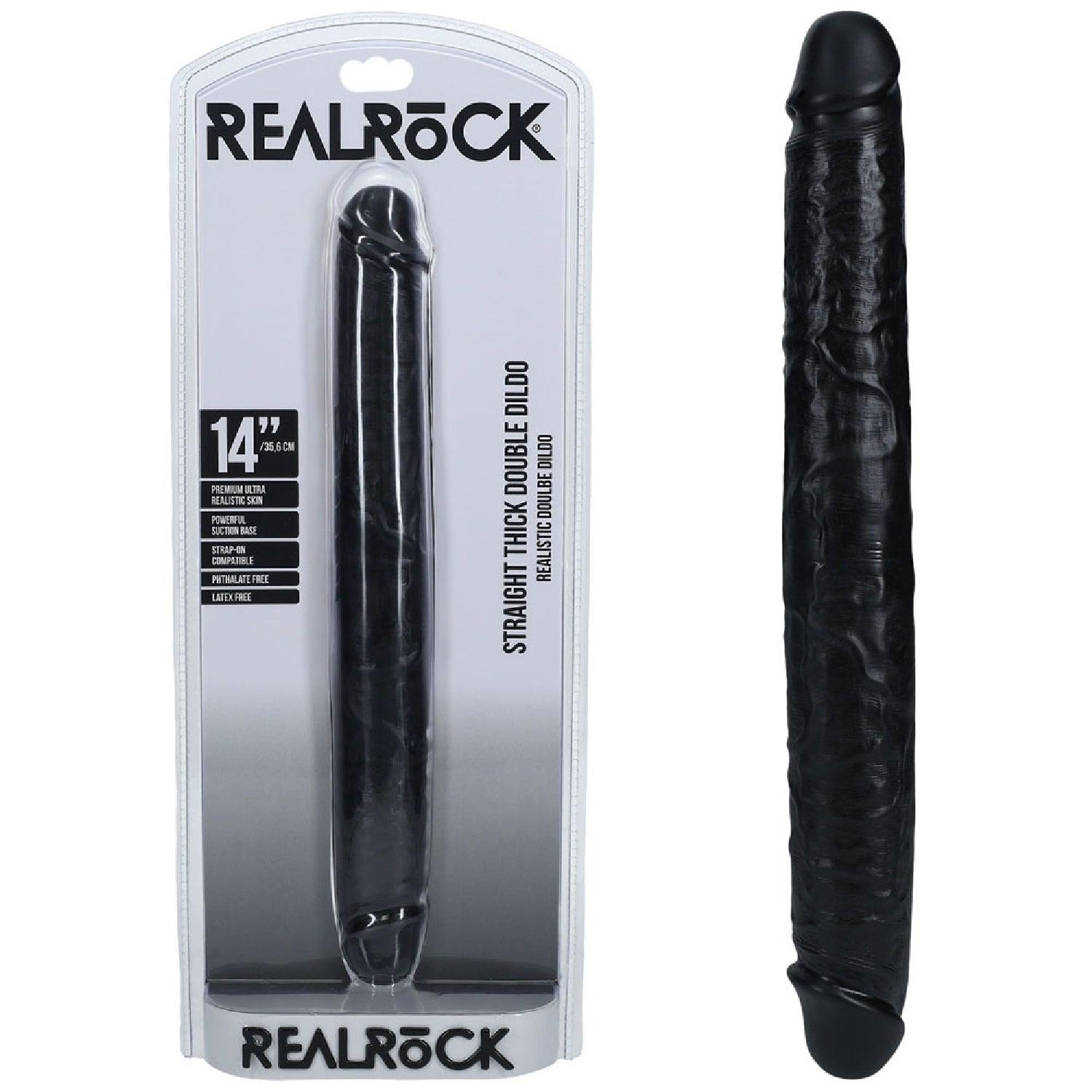 REALROCK 35cm Thick Double Dildo - Black - Take A Peek