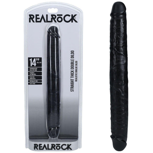 REALROCK 35cm Thick Double Dildo - Black - Take A Peek