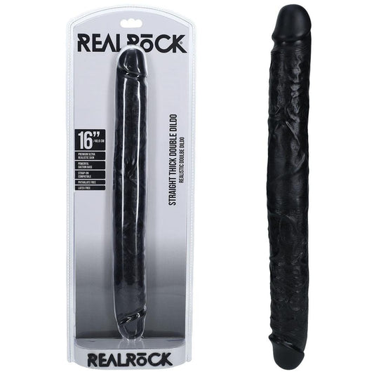 REALROCK 40cm Thick Double Dildo - Black - Take A Peek