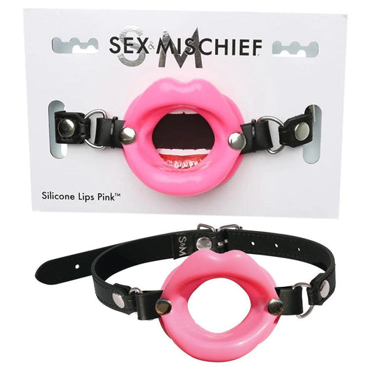Sex & Mischief Silicone Lips Mouth Gag - Pink - Take A Peek