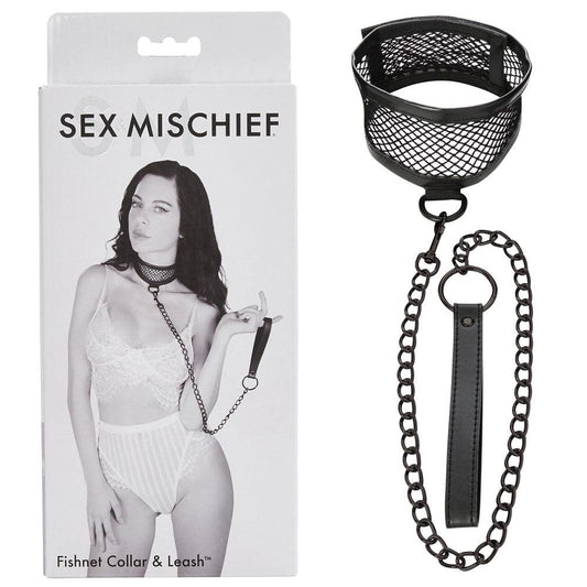 Sex & Mischief Fishnet Collar and Leash - Take A Peek