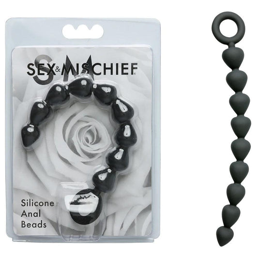 Sex & Mischief Silicone Anal Beads - Black - Take A Peek
