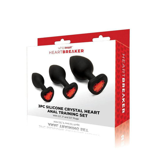 WhipSmart Heartbreaker 3PC Silicone Crystal Heart Anal Training Set - Take A Peek