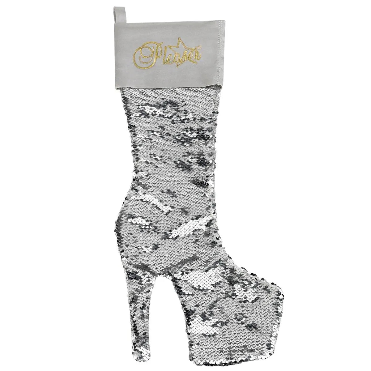 Silver Sequin Christmas Stocking - Take A Peek